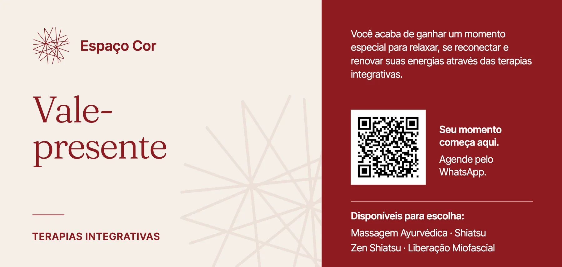 Vale-presente com QR para agendar
