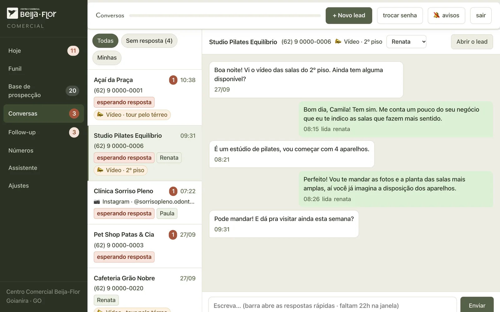 CRM Beija-Flor: Conversas do WhatsApp dentro do CRM